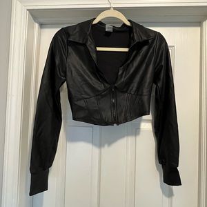 Black Pleather Corset Crop Top